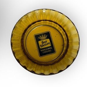 VINTAGE ASHTRAY - BEST WESTERN YELLOW GLASS